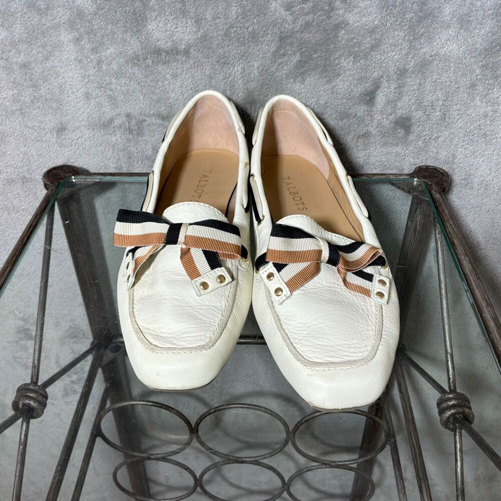 Talbots  Leather Loafers Bow women’s size 8.5 Driving Moccasin Preppy